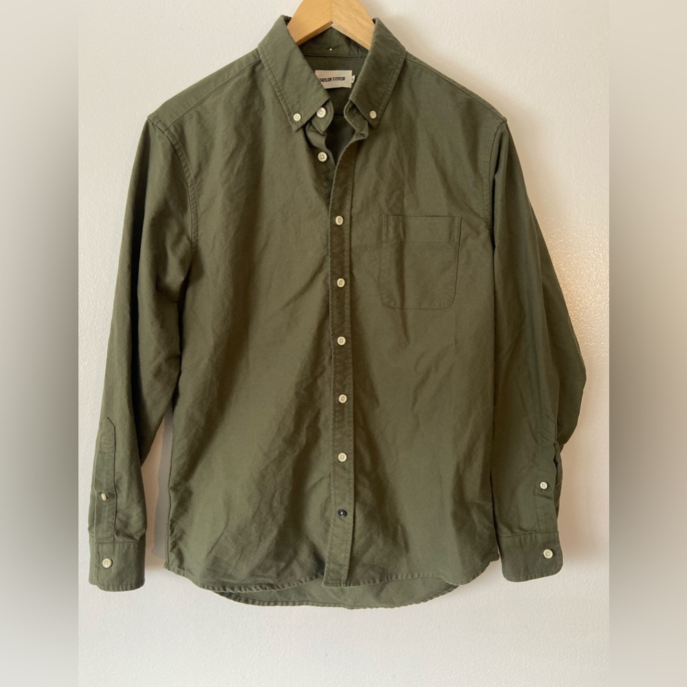 Taylor Stitch The Jack size 40 Olive Green Button Up Shirt 100% Organic Cotton